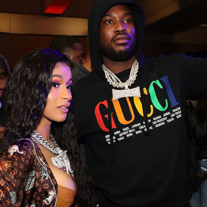 Cardi B and Meek Mill attend Fanatics Super Bowl Party at College Football Hall of Fame on February 2, 2019 in Atlanta, Georgia.